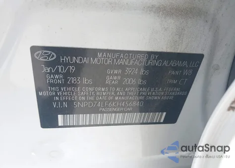 2019 Hyundai Elantra Se из США, поврежденный, VIN 5NPD74LF6KH456840